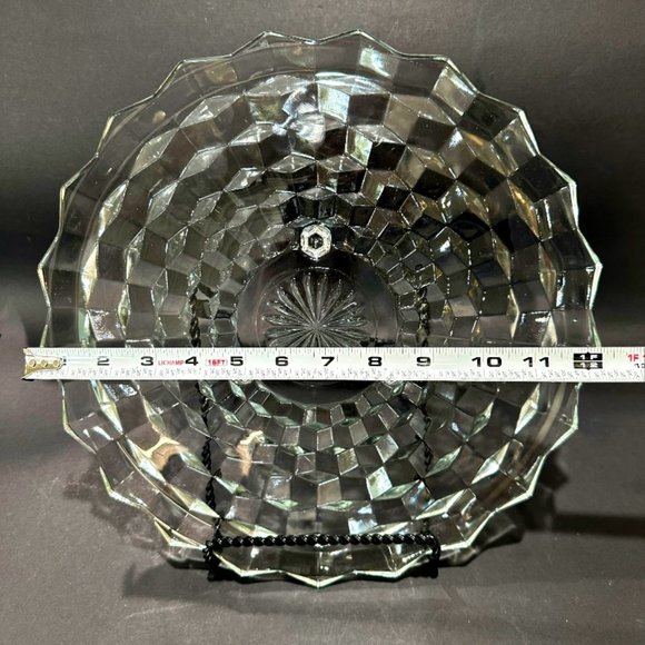 VTG Indiana Colony Glass Whitehall Cubist Cake Plate Serving Platter 12 3/8 In. - Picture 5 of 5
